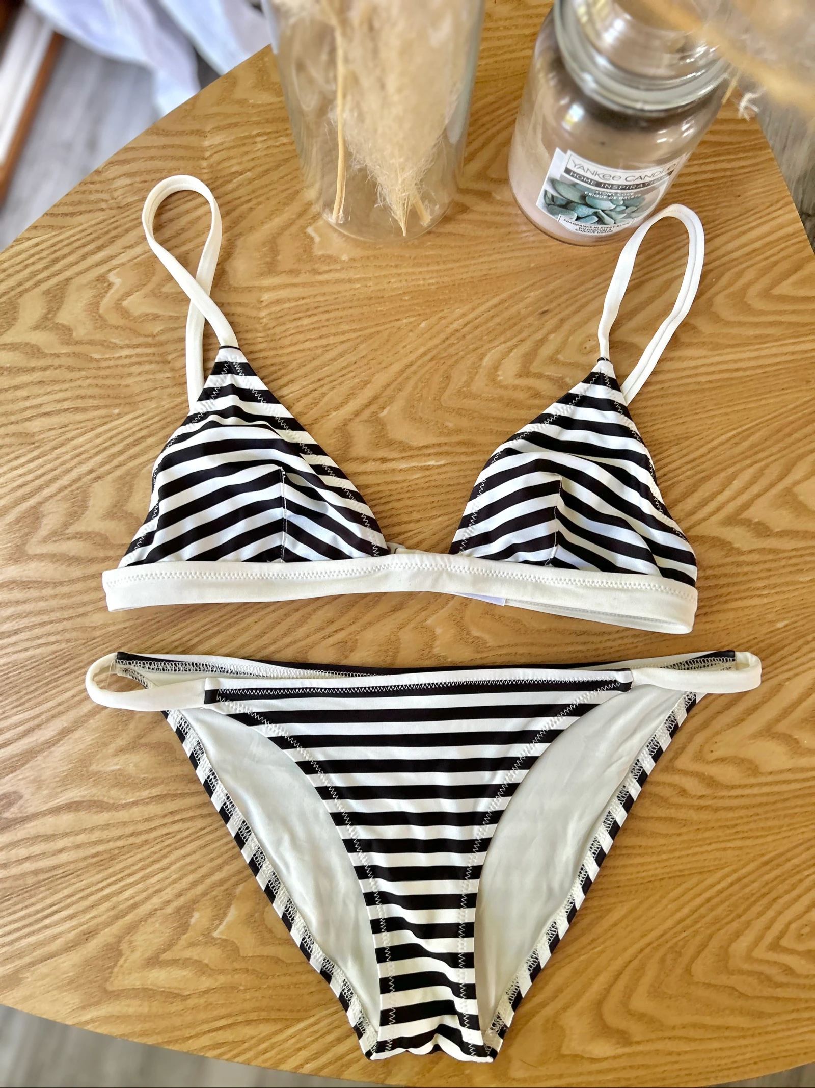 Biquíni listrado preto e branco em poliamida Tamanho M 38 Solid & Striped – photo 5